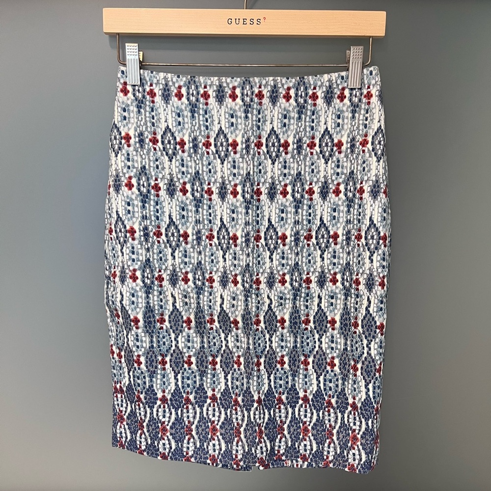 LOFT Blue w/ Red Pencil Skirt, Size 00, NWT